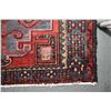Image 2 : 100% handmade wool Zanjan throw rug with triple medallion, red background, highlights of blue, tan, 