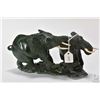 Image 1 : Veridite stone carving of two elephants signed by artist R. Jobarama 9 1/2" in length
