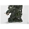 Image 2 : Veridite stone carving of two elephants signed by artist R. Jobarama 9 1/2" in length