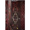 Image 1 : 100% handmade wool carpet runner Hamdan with center medallion, red background and highlights of blac