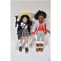 Two 11" Denis Bastien dolls including School Days Leeann and Leneda in Winter Wonderland outfit