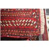 Image 2 : 100% handmade wool scatter rug with red background and fringing 18" X 38"
