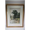Image 1 : Gilt framed original watercolour painting labelled on verso "The Woodland Stream" and signed by arti