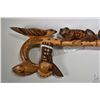 Image 2 : Ebony wood figural totem with three figures on each side 28 1/2" in height and heavily carved wooden