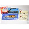 Image 3 : Selection of toys including vintage Playmobile Esso station, not verified complete, assorted trucks 