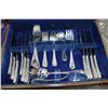 Image 2 : Walnut canteen containing Birks Regency plate flatware including six each of dinner knives, dinner f