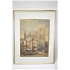 Image 1 : Framed watercolour painting of European cathedral, no artist signature seen, 17" X 13"