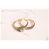 Image 2 : Vintage 14kt yellow and white gold diamond wedding set, note wedding ring has band damage in a Birks