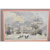 Image 2 : Hand tinted engraved print titled "Breaking Out through the Ice- The Sealing Fleet leaving St. Johns
