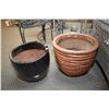 Image 1 : Three glazed plant pots ranging from 6"-15" in height. Note: This lot cannot be shipped. Local picku