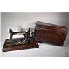 Image 1 : Highly decorative Bradbury's Family hand crank portable sewing machine with lid and original key