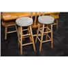 Image 1 : Pair of modern maple framed backless stools with upholstered seats