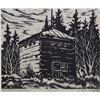 Image 2 : Two framed prints including black and white lino cut titled "Fort Ethier, Wetaskawin" by E. Joyce Wa