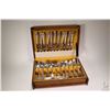 Image 1 : Walnut canteen of Community plate flatware twelve each of dinner knives, dinner fork, luncheon fork,