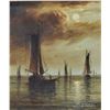 Image 2 : Framed miniature painting of sailboats signed by artist R. Cavalla 3 1/2" X 3"