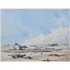 Image 2 : Framed watercolour painting of a shoreline with boats by artist R. H. Millar 12" X 15"
