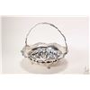 Image 1 : Sterling silver footed basket with rose motif handle and edging, 9 1/2" in diameter