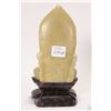 Image 2 : Green soapstone carved Buddha on a dark stone base, 7 3/4" in height