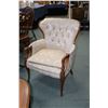Image 2 : Two parlour chairs including one vintage button tufted and one Victorian slipper chair