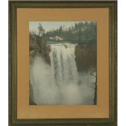 HANDCOLORED PHOTOGRAPH SNOQUALMIE FALLS WA.