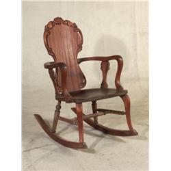 CIRCA 1890 CARVED MAHOGANY ROCKER