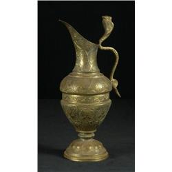 INCISED BRASS EWER FROM INDIA