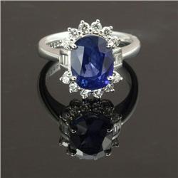 PLATINUM, SAPPHIRE AND DIAMOND LADY'S RING