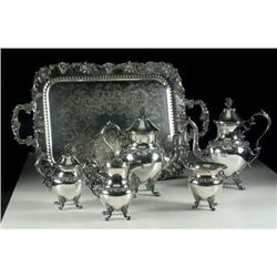 GOLDFELDER SILVERPLATE COFFEE TEA SERVICE W/ TRAY