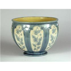 MAJOLICA FAIENCE BLUE JARDINIERE 14 1/2 INCH