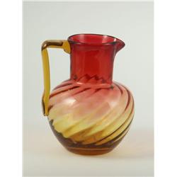 AMBERINA GLASS PITCHER 6 1/4''H CRANBERRY