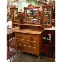 CIRCA 1890 EASTLAKE WALNUT DRESSER WITH MIRRORS