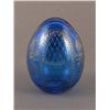 Image 1 : FABERGE SIGNED COBALT GLASS EGG 3 3/4'' HIGH