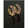 Image 1 : AMETHYST AND 14K YELLOW GOLD HOOP EARRINGS