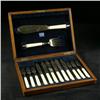 Image 1 : VICTORIAN FISH SET SIX PLACE IN ORIG OAK BOX