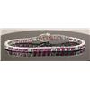 Image 1 : 18K WHITE GOLD RUBY AND DIAMOND TENNIS BRACELET