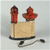 Image 2 : ORIRENTALIST SPELTER MARBLE TABLE LAMP SPATTER
