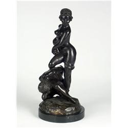 BRONZE STATUE 20TH CENT MALE AND FEMALE NUDES