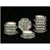 Image 1 : ROSE MEDALLION OCTAGONAL PORCELAIN TEACUPS/SAUCERS