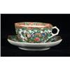 Image 2 : ROSE MEDALLION OCTAGONAL PORCELAIN TEACUPS/SAUCERS