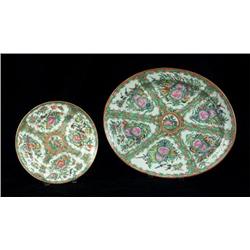ROSE MEDALLION CHINESE EXPORT PLATTER AND PLATE