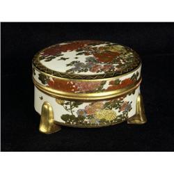 SATSUMA STONEWARE FOOTED DISH SHIMAZU CREST
