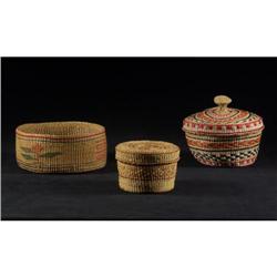 THREE BASKETS NON-NATIVE TWO WITH LIDS