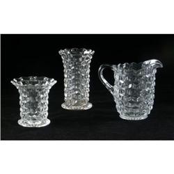 INDIANA GLASS TUMBLING BLOCKS PITCHER & TWO VASES