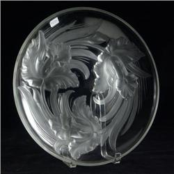FRENCH VERLYS IRIS PATTERN ART GLASS PLATTER