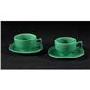 Image 1 : FIESTA STYLE POTTERY TEA CUPS AND SAUCERS GREEN