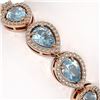 Image 3 : 15.74 ctw Aquamarine & Diamond Micro Pave Halo Bracelet 10k Rose Gold - REF-345H5R