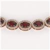 Image 3 : 32.82 ctw Garnet & Diamond Micro Pave Halo Necklace 10k Rose Gold - REF-600A2N