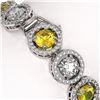 Image 3 : 15.47 ctw Canary & Diamond Micro Pave Bracelet 18K White Gold - REF-1646X3A