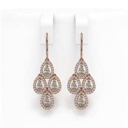 3.61 ctw Pear Cut Diamond Micro Pave Earrings 18K Rose Gold - REF-306A5N