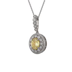 3.87 ctw Canary Citrine & Diamond Victorian Necklace 14K White Gold - REF-120G2W